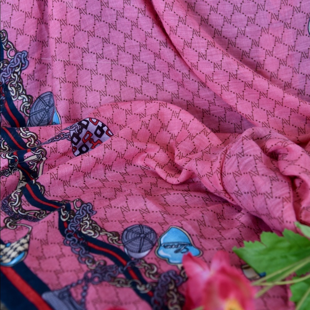 Scarf Vibrant and Whimsical Pink and Multi size 70X30 inches approximately